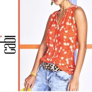 Cabi Vital Wildflower Orange Floral Top